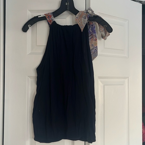Anthropologie navy blue crop tank with tie details XS - Picture 2 of 3